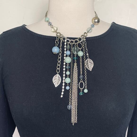 Custom Jewelry - Women’s Boho Multi Media Silver Tone Necklace